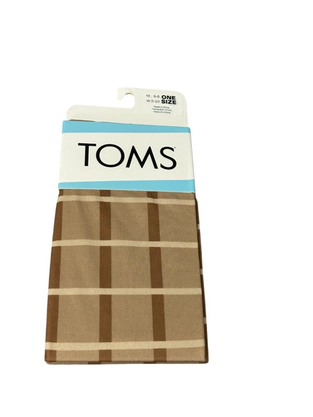 TOMS Ladies Sheer Quarter Tan Plaid Socks Size 5-10